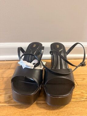 BRAND NEW ZARA Platform Wedge Sandals – Black – Women’s 8